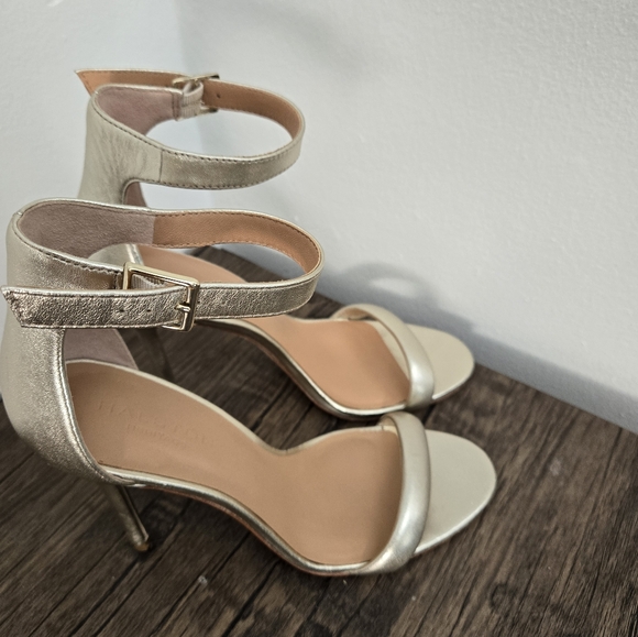 HALSTON HERITAGE Isla Gold Metallic Leather Strappy Sandal Heels Womens Size 9 - Picture 4 of 11